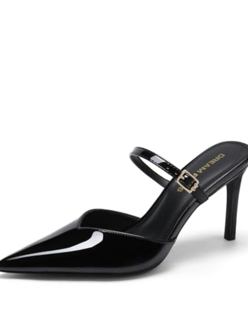 🆕 Womens Closed Toe High Heels Mules Ankle Strap Stiletto Pointed - Black-pat
